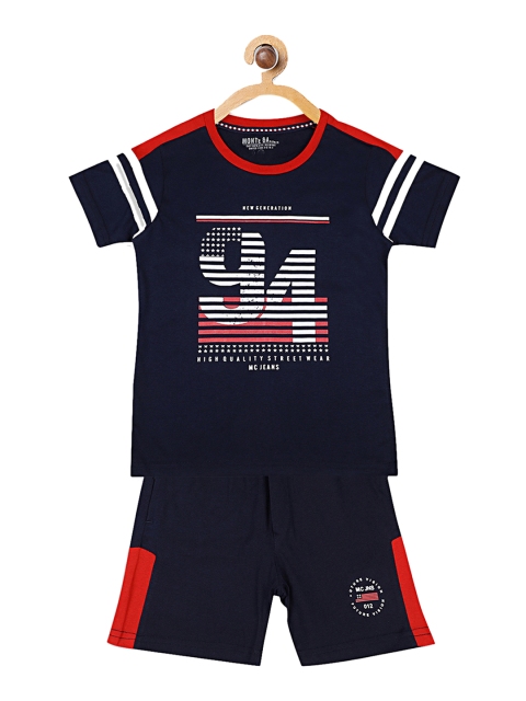 

Monte Carlo Boys Navy Blue & Off-White Printed T-shirt with Shorts