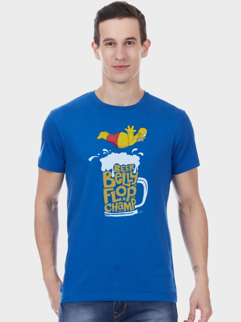 

Free Authority Men Blue Printed Round Neck T-shirt