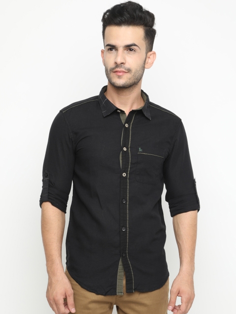 

WITH Men Black Slim Fit Solid Casual Shirt
