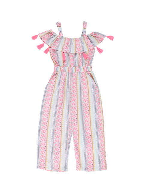 

Budding Bees Girls Multicoloured Printed Basic Jumpsuit with Tassels, Multi