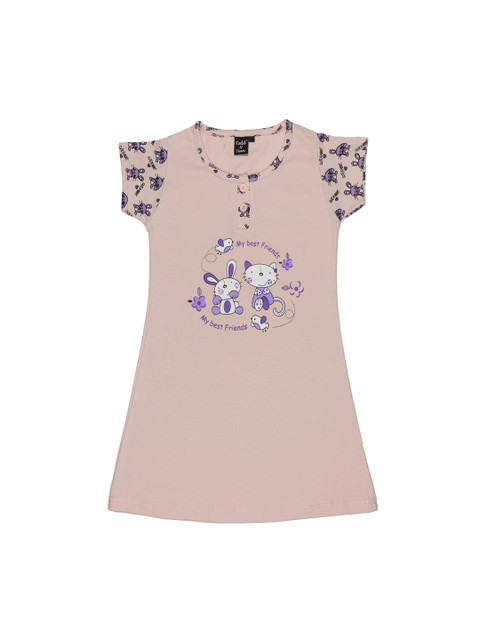 

Todd N Teen Girls Peach Printed Sleep Shirt