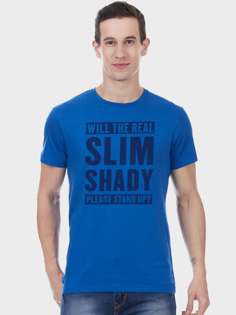 

Free Authority Men Blue Printed Round Neck T-shirt