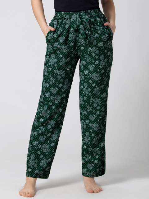 

ADORENITE Women green Floral Print Lounge Pants