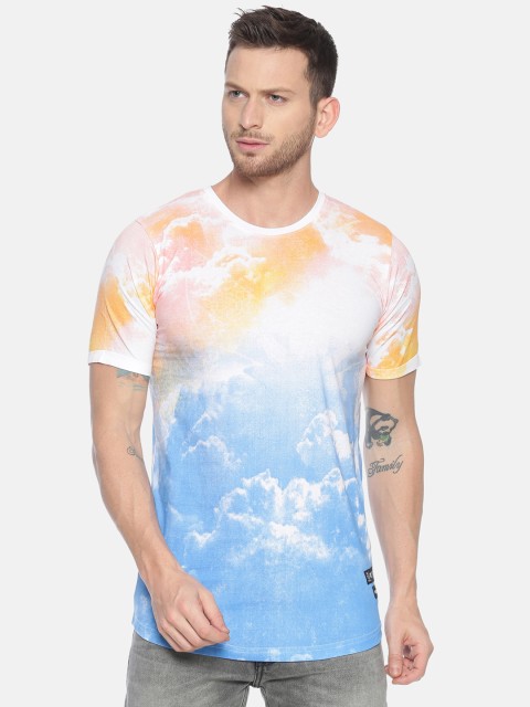 

KULTPRIT Men White & Orange Printed Round Neck T-shirt