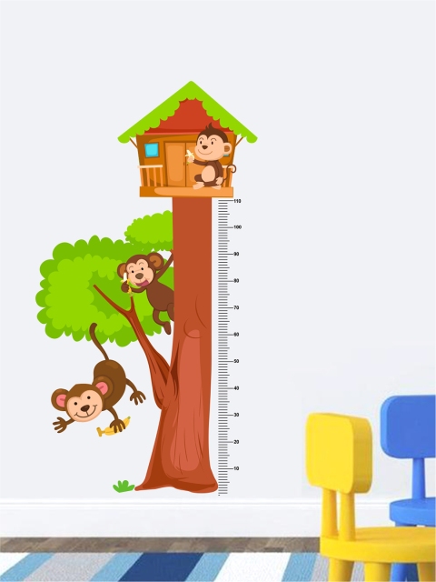

rawpockets Multicolour PVC Size Chart With Monkeys Wall Sticker 85x155, Multi