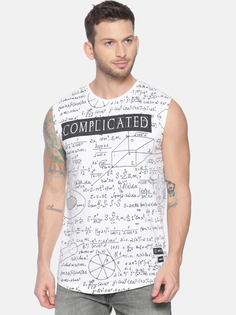 

KULTPRIT Men White Printed Slim Fit Round Neck T-shirt