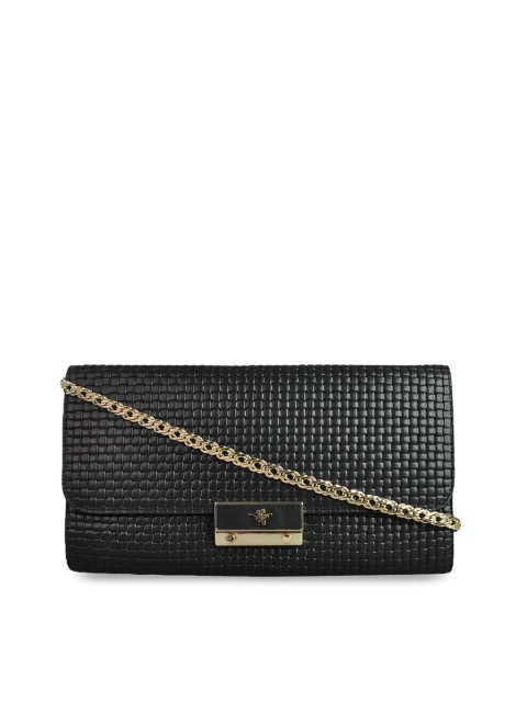 

ILEX Women Black Calf Embossed Braided Leather Sling Bag