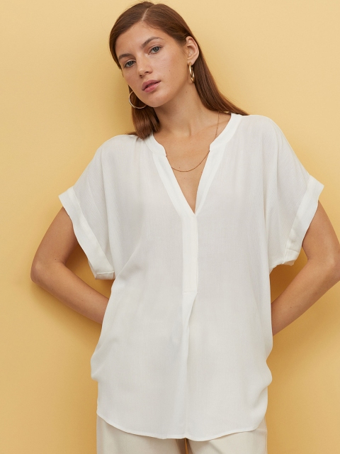 

H&M Women White Solid Boxy Top