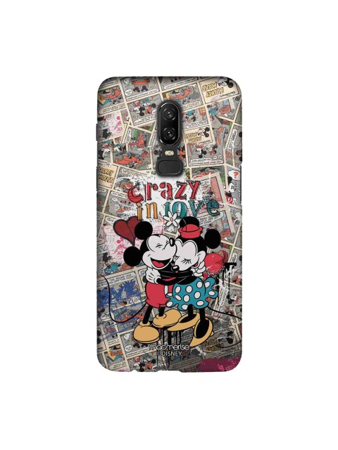 

macmerise Grey & Red Disney Crazy in love Sublime OnePlus 6 Back Cover Case