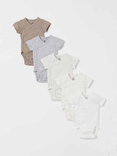 

H&M Kids 5-Pack Cotton Bodysuits, White