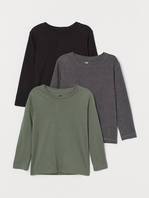 

H&M Boys 3-Pack Jersey Tops, Grey