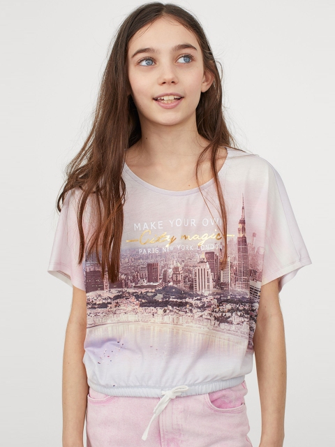 

H&M Girls Pink Drawstring Jersey Top