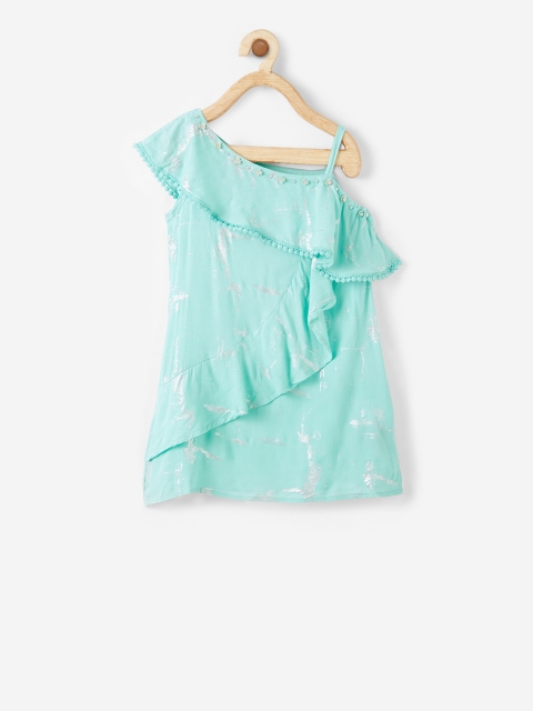 

VITAMINS Girls Sea Green Printed A-Line Dress
