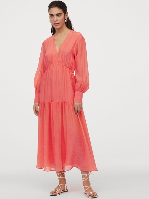 

H&M Women Pink Long Lyocell-Blend Dress