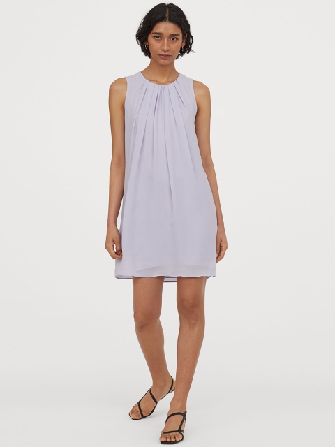 

H&M Lavender Solid A-Line Dress