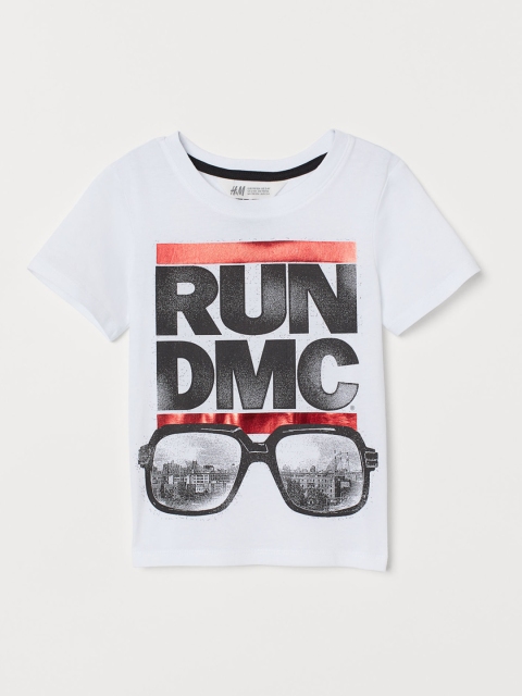 

H&M Boys White & Black Printed T-shirt