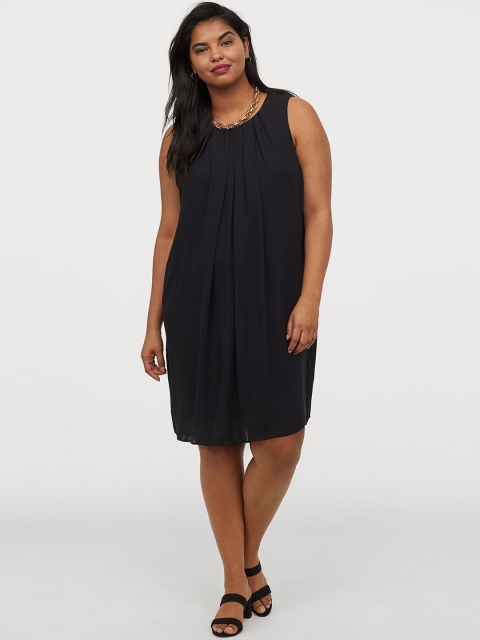 H&M Plus Women Black Solid A-Line Dress