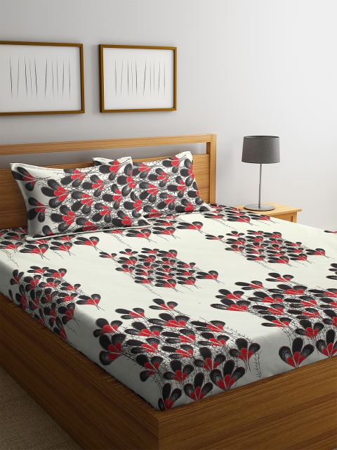 

HOSTA HOMES Multicoloured Floral 260 TC Cotton 1 Queen Bedsheet with 2 Pillow Covers, Multi