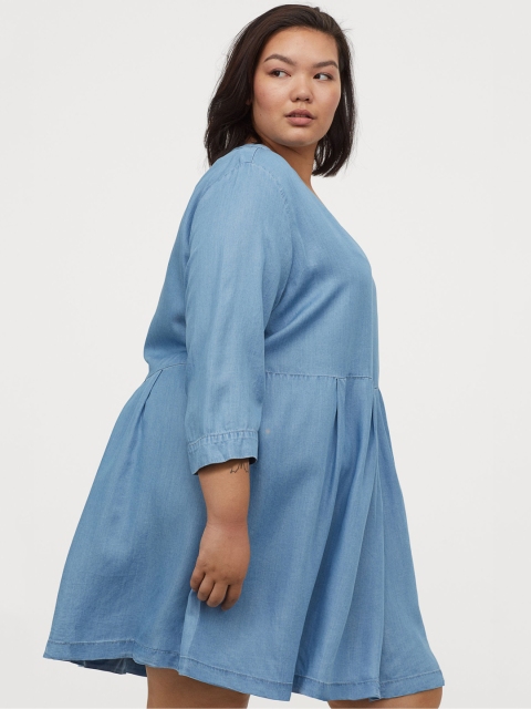 

H&M+ Women Blue Solid Lyocell Sustainable Dress
