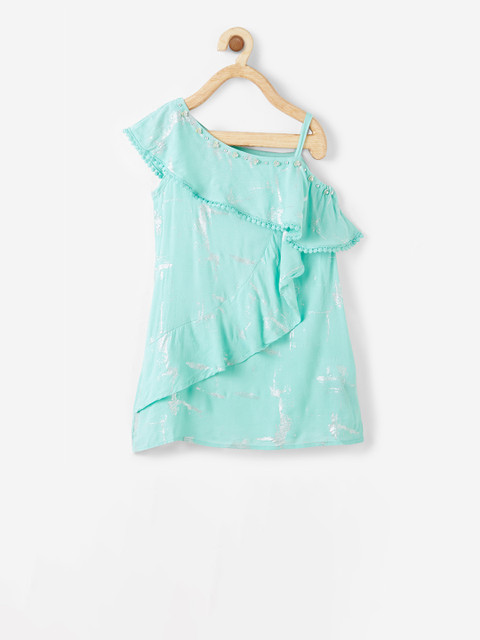 

VITAMINS Girls Sea Green Printed A-Line Dress