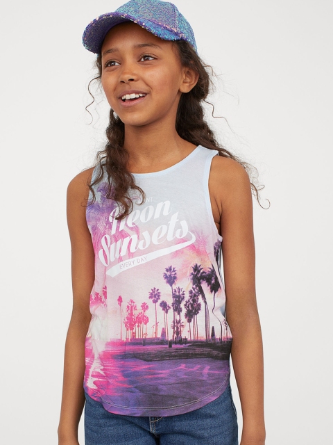 

H&M Girls Multicoloured Printed Vest Top, Multi