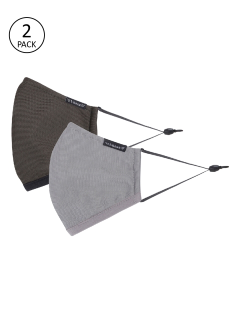 

t-base Unisex 2 Pcs Assorted 6 Ply Reusable Outdoor Protective Masks, Olive