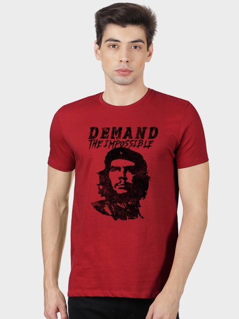 

Free Authority Men Red Black Che Guevara Printed Round Neck Pure Cotton T-shirt