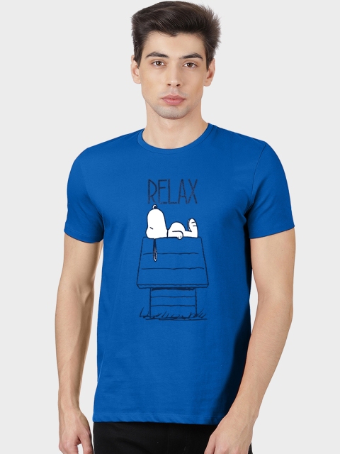 

Free Authority Snoopy Print Blue Tshirt for Men