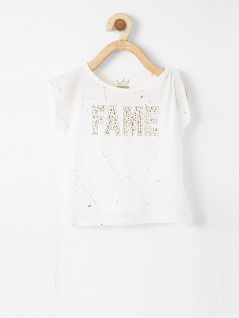 

VITAMINS Girls Off-White Embellished Top