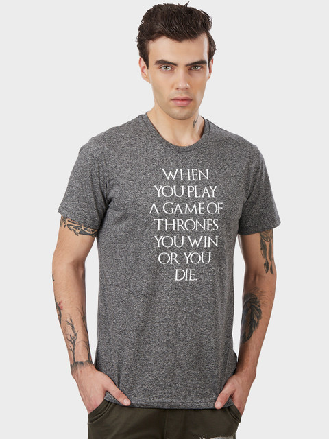 

Free Authority Men Grey Game of Thrones Print Round Neck T-shirt, Black