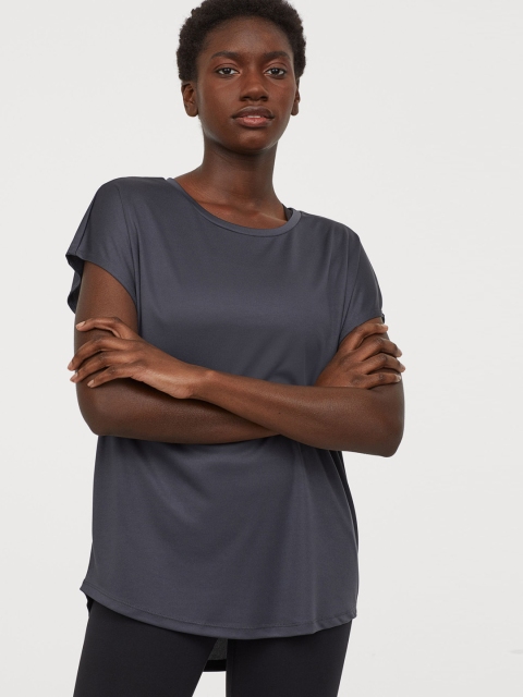 

H&M Women Grey Solid Sports Top