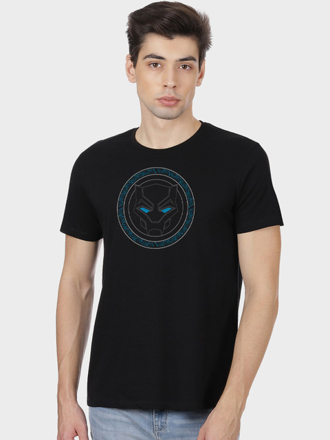 

Free Authority Men Black Black Panther Print Pure Cotton T-shirt