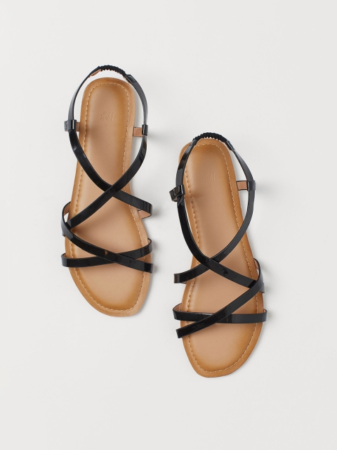 

H&M Women Black Solid Sandals