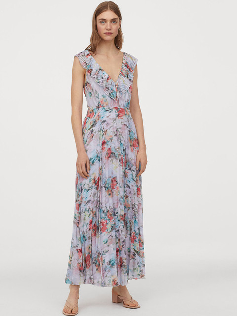 

H&M Multicolored Pleated chiffon dress, Multi