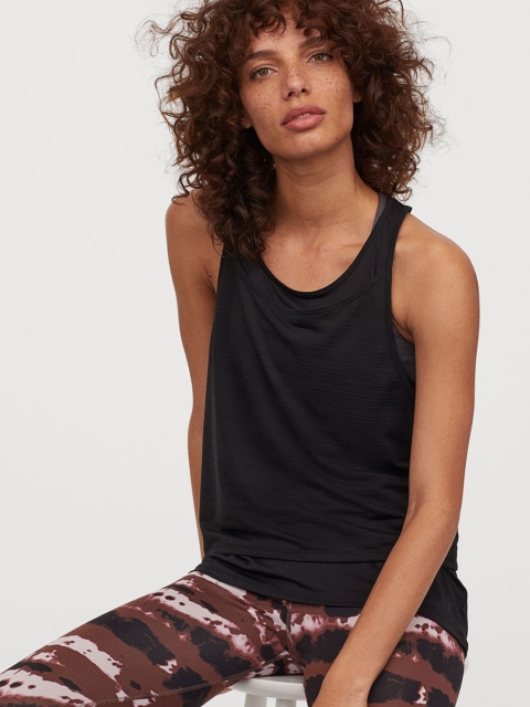 

H&M Women Black Double-Layered Sports Vest Top