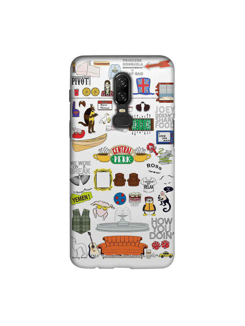 

macmerise White & Orange Friends Doodle Sublime OnePlus 6 Back Case