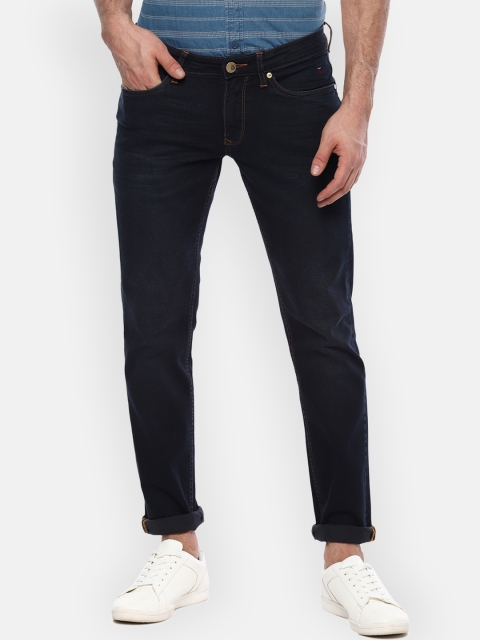 Louis Philippe Jeans Men Navy Blue Slim Fit Mid-Rise Clean Look Stretchable Jeans