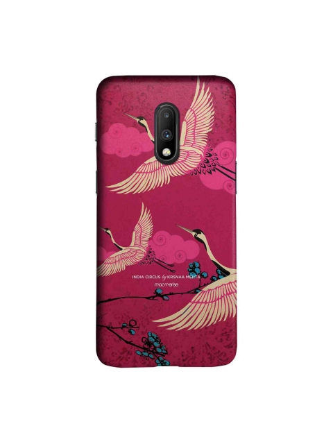 macmerise Pink & Beige Flying Flamingoes Sublime OnePlus 7 Mobile Case