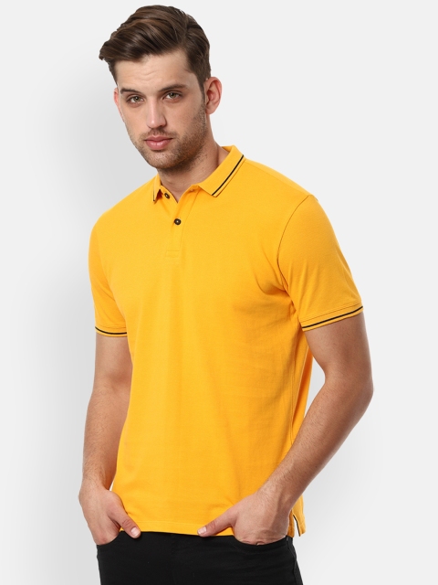 

Louis Philippe Jeans Men Yellow Solid Polo Collar Slim Fit Pure Cotton T-shirt