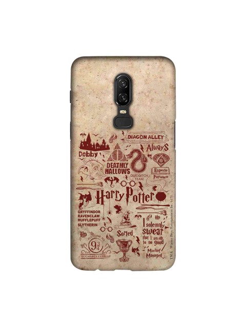 

macmerise Beige & Red Harry Potter Infographic Sublime OnePlus 6 Back Case