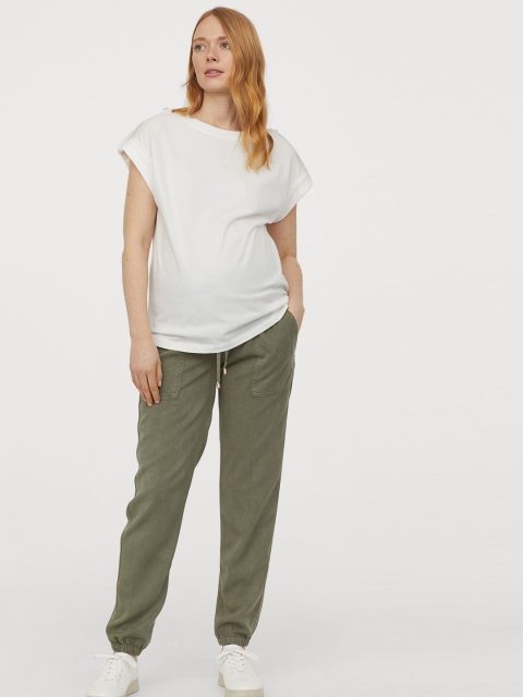 

H&M Women Olive Green MAMA Lyocell-Blend Joggers