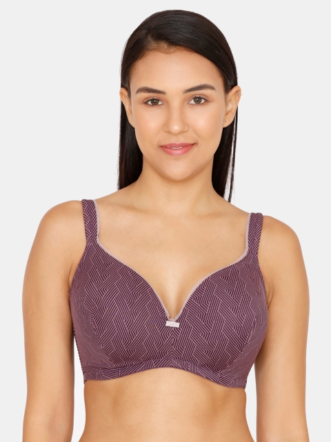 

Zivame Purple Printed Underwired Non Padded T-shirt Bra ZI1968FASHE