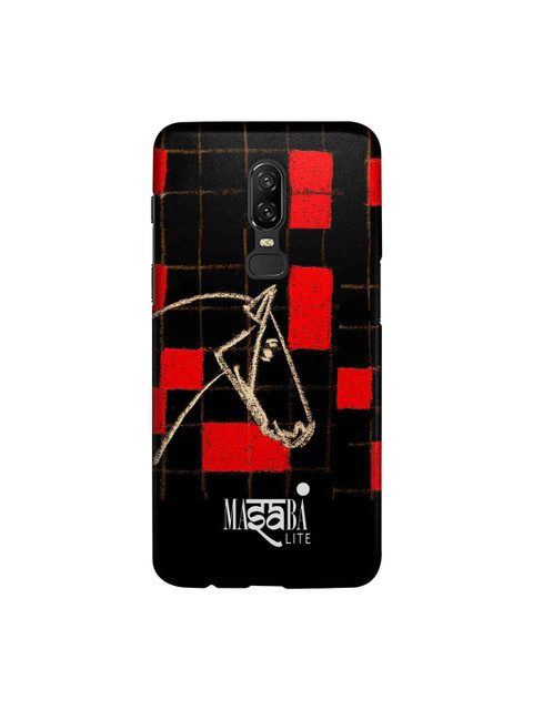 

macmerise Black & Red Masaba Checkered Horse OnePlus 6 Back Case