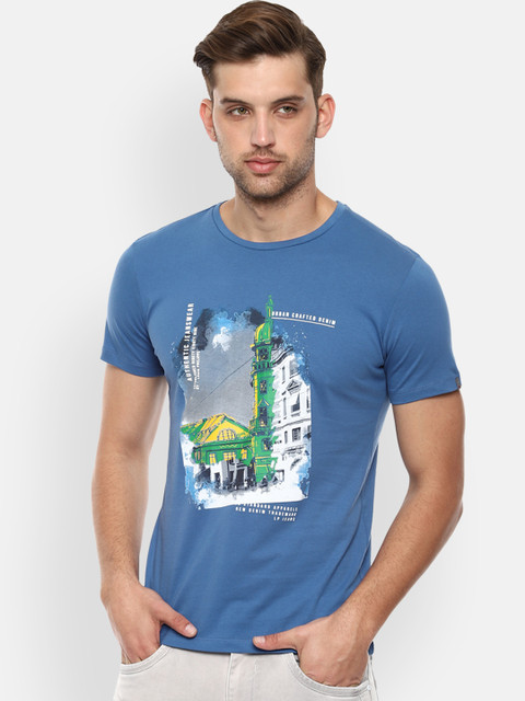 

Louis Philippe Jeans Men Blue Printed Round Neck T-shirt