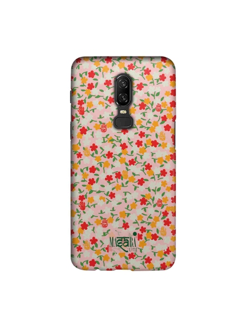 

macmerise Pink & Red Masaba Dense Floral Sublime OnePlus 6 Back Case