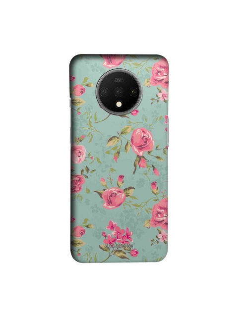 

macmerise Teal Blue & Pink Flowers Sublime OnePlus 7T Back Case