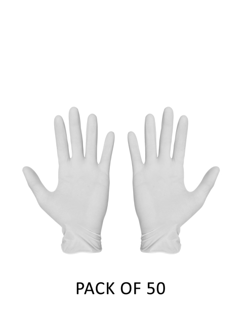 LONDON FASHION hob Unisex Pack Of 50 Solid Surgical Disposable Hand Gloves, White