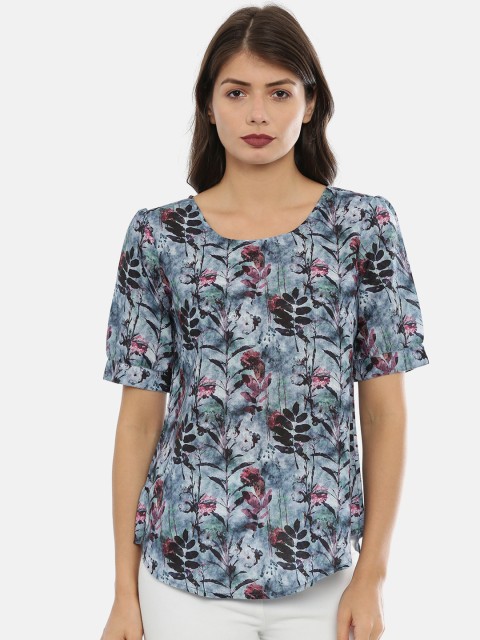 

IDK Women Blue Floral Printed Top