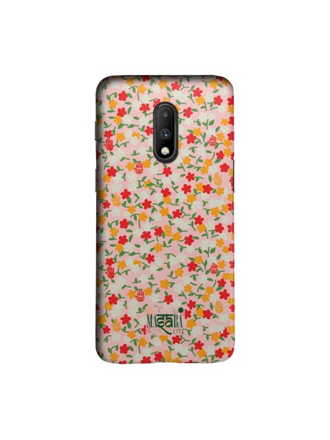 

macmerise Beige & Red Masaba Dense Floral Lite Sublime OnePlus 7 Back Cover