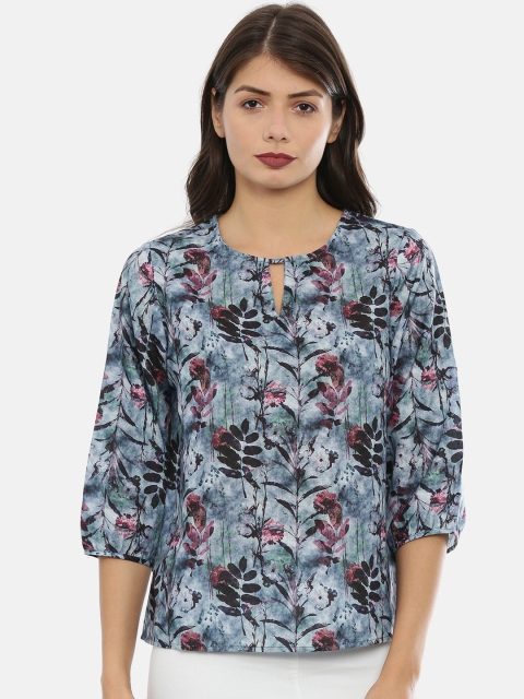 

IDK Women Blue Floral Printed Top